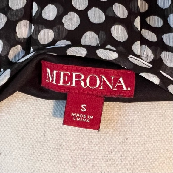 Merona knee length Floaty Polka dot dress with removable sash tie in Black - Picture 3 of 4